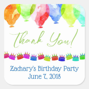Personalised Birthday thank you stickers