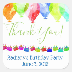 Personalised Birthday thank you stickers