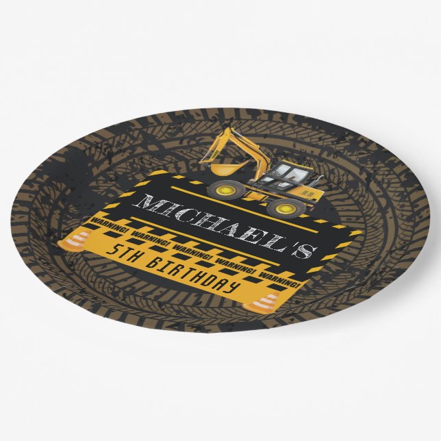 Personalised Birthday Under Construction Paper Plate (Angled)