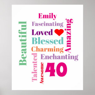 Personalised Birthday Word Art Print