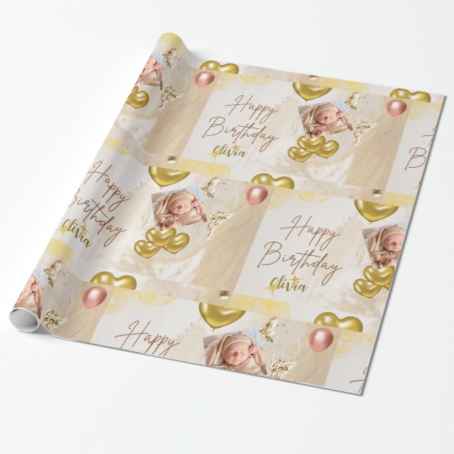Personalised birthday Wrapping Paper (Unrolled)
