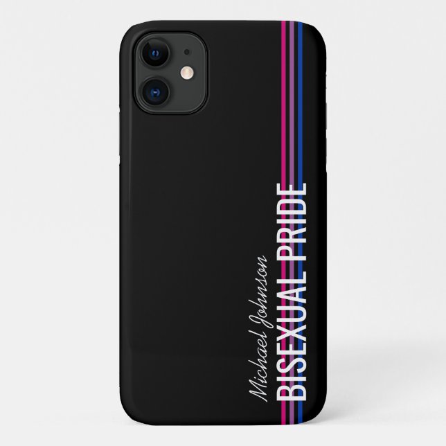 Personalised Bisexual Flag Colour Stripes Black Case-Mate iPhone Case (Back)