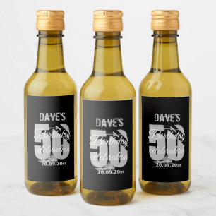 Personalised Black 50th Any Birthday Party Favour Wine Label