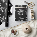 Personalised Black 50th Happy Birthday Templates Wrapping Paper<br><div class="desc">Custom 50th Birthday Gift Wrap,  black and white over the hill theme present wrapping paper for a  50th Birthday Party for Custom Celebration decor.   Create Your Own DIY Personal touch by editing the Text Templates for a Customised Get Together of the Birthday Man or Woman.</div>