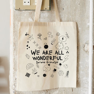 Personalised Black All Wonderful Doodle Coquette Tote Bag