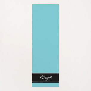 Personalised Black and Aqua Blue Zen Yoga Mat