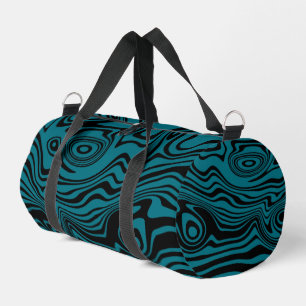 Personalised Black and Blue Waves Custom Colours Duffle Bag