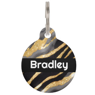 Personalised Black and Faux Gold Pet Tag