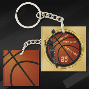 Personalised Black and Gold Basketball Gifts Cheap Key Ring