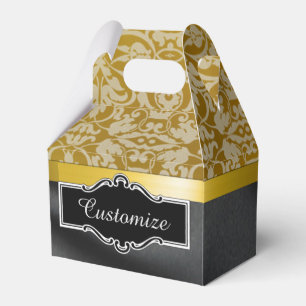 Personalised Black and Gold Damask Cube Box