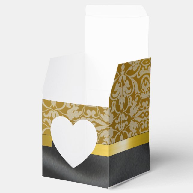 Personalised Black and Gold Damask Heart Box (Opened)