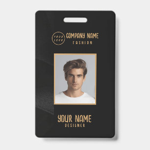 Personalised black and gold elegant badge ID badge
