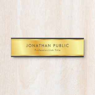 Personalised Black And Gold Elegant Modern Door Sign