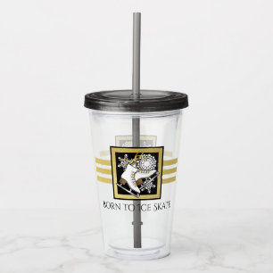 Personalised Black and Gold Glitter Ice Skating Acrylic Tumbler