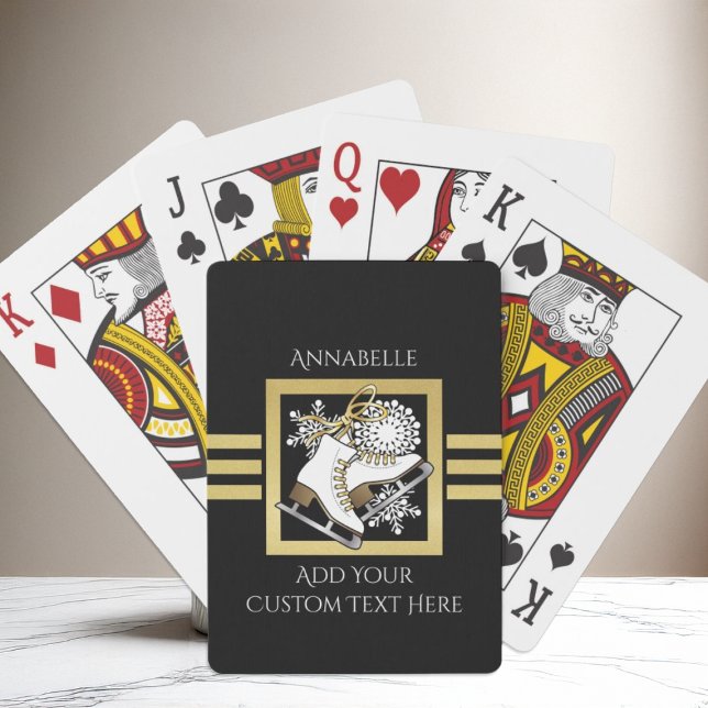 Personalised Black and Gold Glitter Ice Skating Playing Cards (Creator Uploaded)