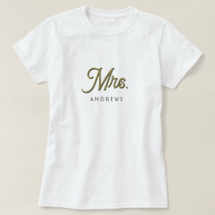 Personalised black and gold mrs wedding T-Shirt