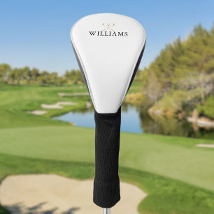 Personalised Black And Gold Name Golf Clubs Head Cover