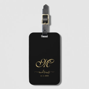 Personalised black and Gold Name Signature Luggage Tag