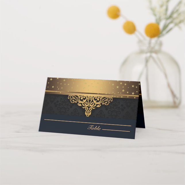 Personalised Black and Gold Place Card (Front)