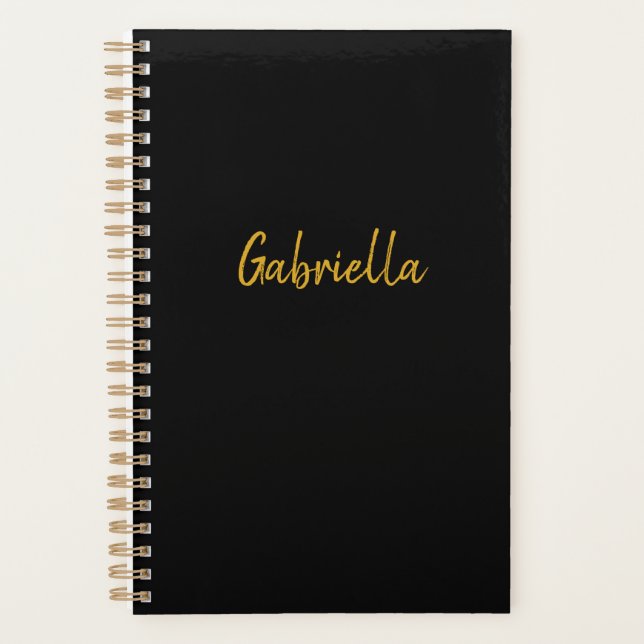 Personalised Black and Gold Planner (Front)