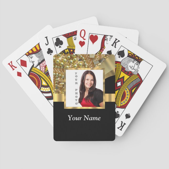 Personalised black and gold playing cards (Back)