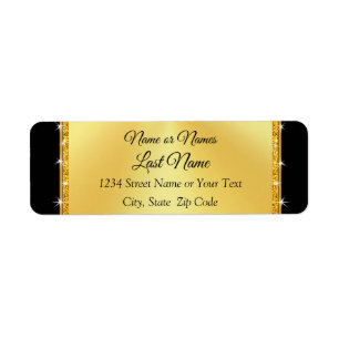 Personalised Black and Gold Return Address Labels