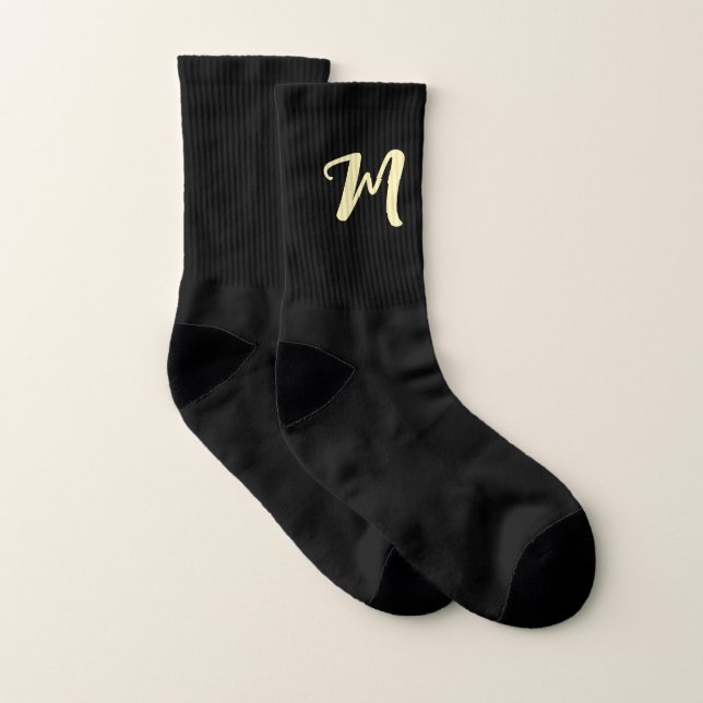 Personalised Black And Gold Script Name Socks (Pair)