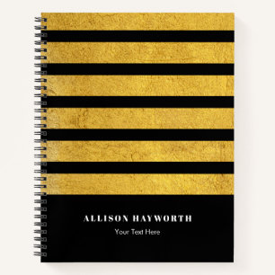 Personalised Black and Gold Stripes Notebook