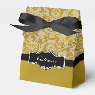 Personalised Black and Gold Tent Favour Box
