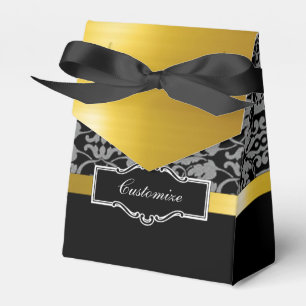 Personalised Black and Gold Tent Favour Box