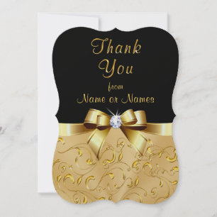 Personalised, Black and Gold Thank You Cards