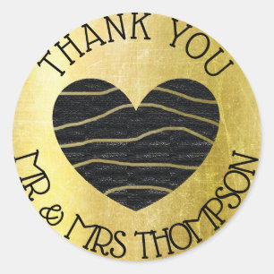 Personalised Black and Gold Wedding Stickers