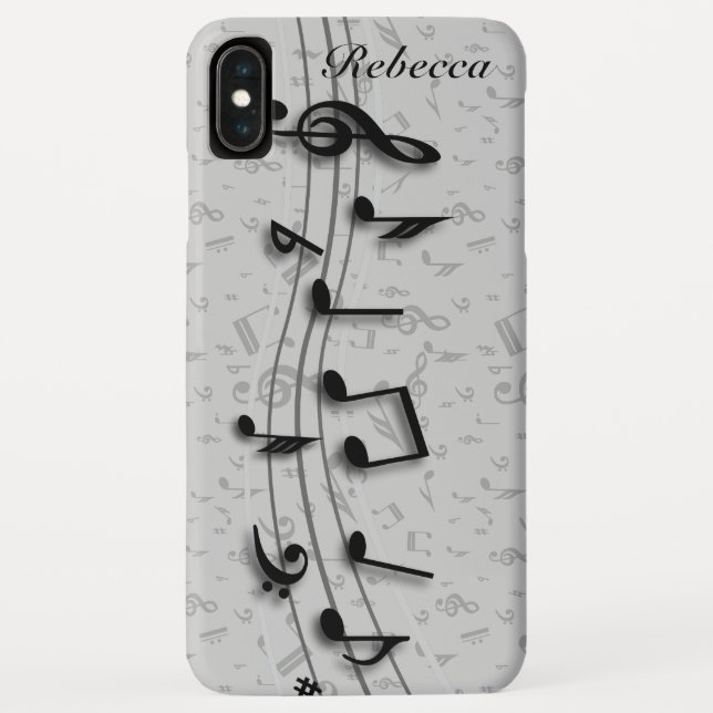 Personalised Black and Grey Musical Notes Case-Mate iPhone Case (Back)