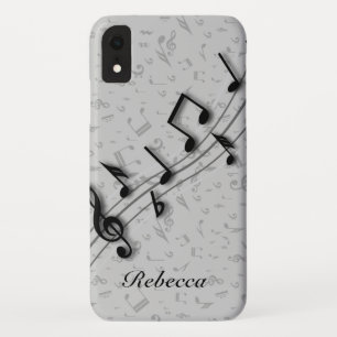 Personalised Black and Grey Musical Notes Case-Mate iPhone Case