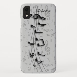 Personalised Black and Grey Musical notes Case-Mate iPhone Case