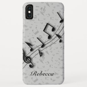 Personalised Black and Grey Musical Notes iPhone XS Max Case