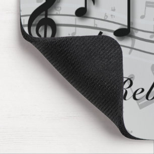 Personalised black and grey musical notes mouse pad