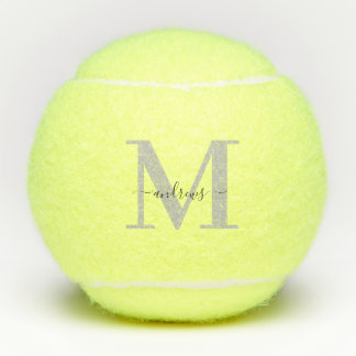 Personalised black and grey Signature Name Tennis Balls