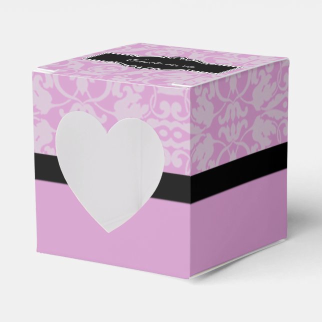 Personalised Black and Pink Damask Heart Box (Front Side)