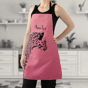 Personalised Black and Pink Jaguar Apron