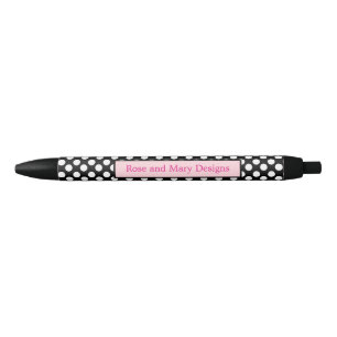 Personalised Black and Pink Polka Dot Pen