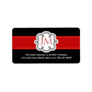 Personalised Black and Red Ladies Bookplate Label
