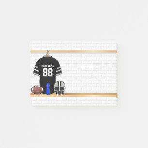 Personalised Black and Silver Grey Football Jersey Post-it Notes