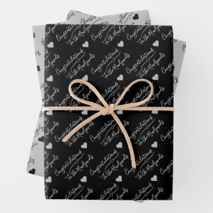 Personalised Black and Silver Wedding, Anniversary Wrapping Paper Sheet