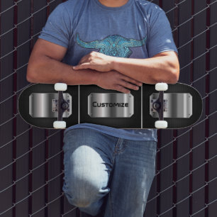 Personalised Black And Steel Skateboard