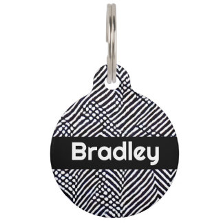 Personalised Black and White Abstract Pattern Pet Tag