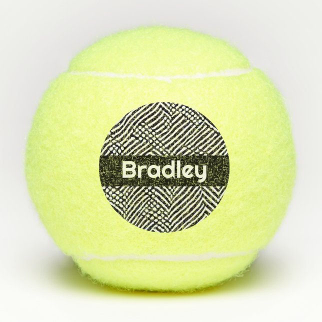 Personalised Black and White Abstract Pattern Tennis Balls (Front)
