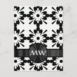 Personalised black and white abstract postcard
