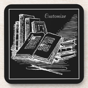 Personalised Black And White Academia Coaster