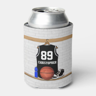 Personalised Black and White Basketball Jersey Can Cooler